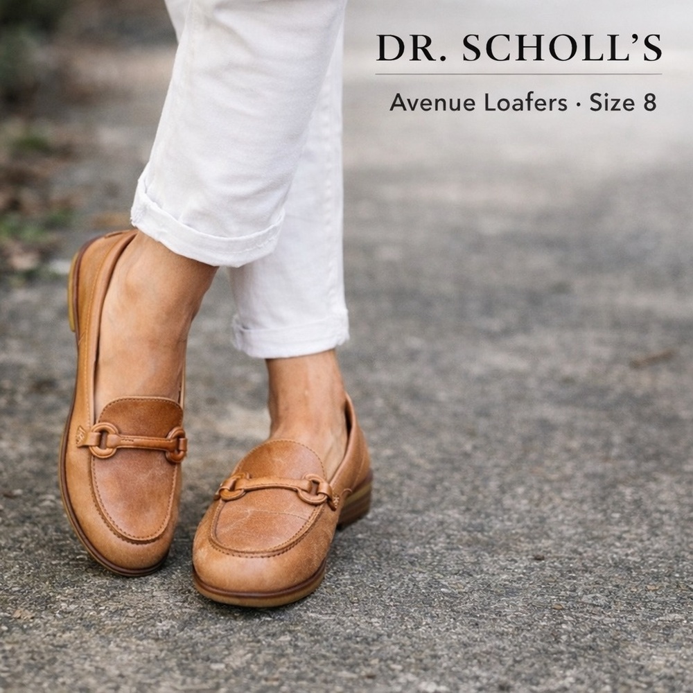 DR. SCHOLL’S Avenue Leather Loafers Size 8 Tan Comfort Slip On Flats - Picture 13 of 13